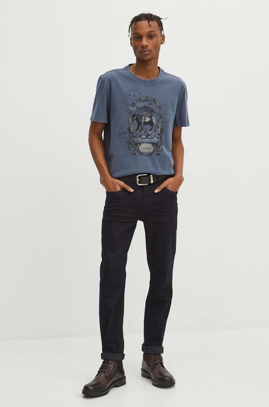 Oblečení Bavlněné tričko pánské z kolekce Zvěrokruh - Býk tmavomodrá barva RS24.TSM154 námořnická modř