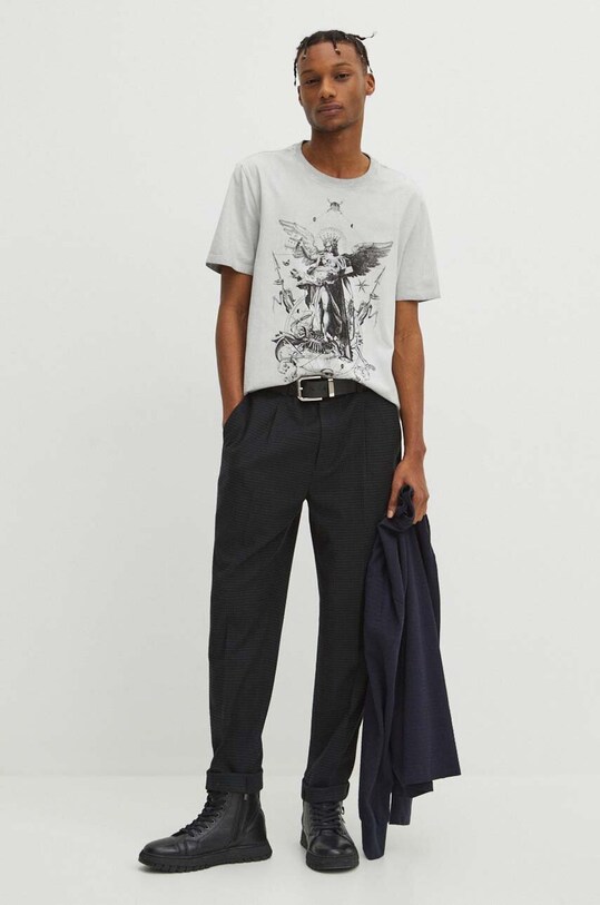 Oblečení Bavlněné tričko pánské z kolekce Zvěrokruh - Panna šedá barva RS24.TSM159 šedá