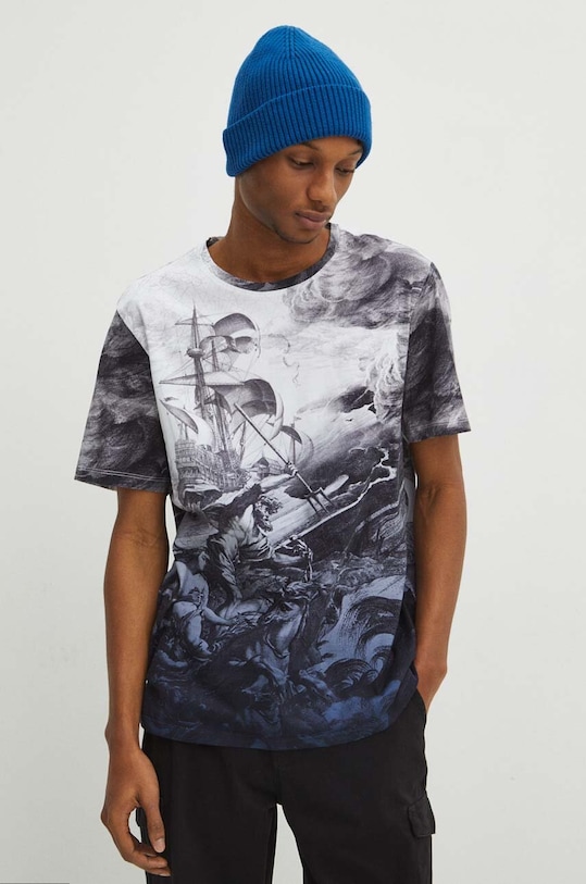 T-shirt bawełniany męski z kolekcji Zodiak - Wodnik kolor multicolor RS24.TSM160 multicolor RS24