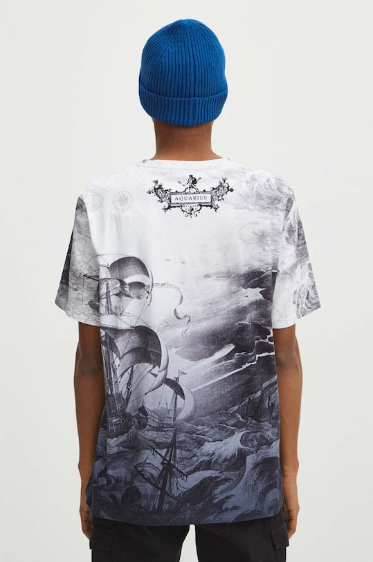 T-shirt bawełniany męski z kolekcji Zodiak - Wodnik kolor multicolor multicolor RS24.TSM160