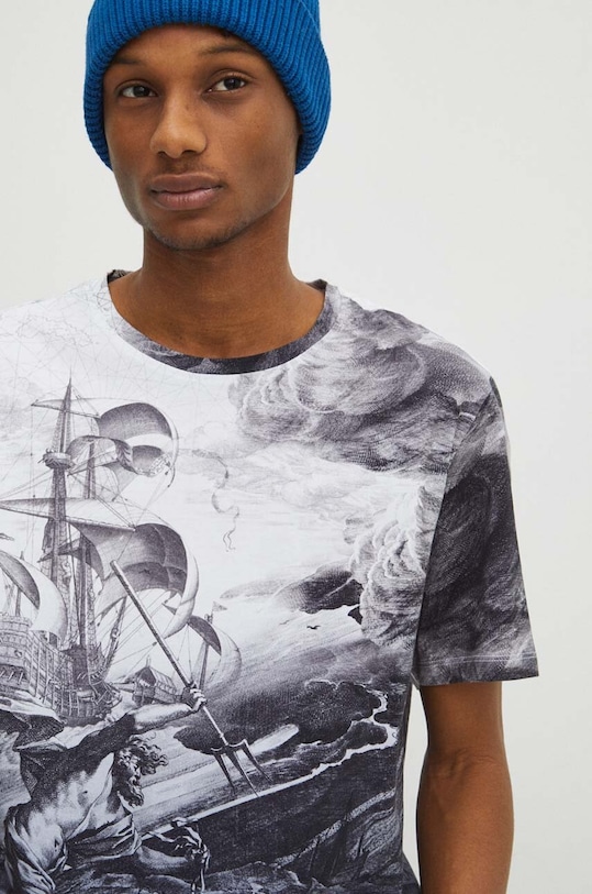 T-shirt bawełniany męski z kolekcji Zodiak - Wodnik kolor multicolor RS24.TSM160 multicolor