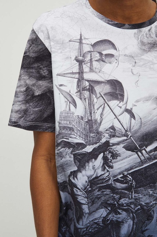 T-shirt bawełniany męski z kolekcji Zodiak - Wodnik kolor multicolor RS24.TSM160