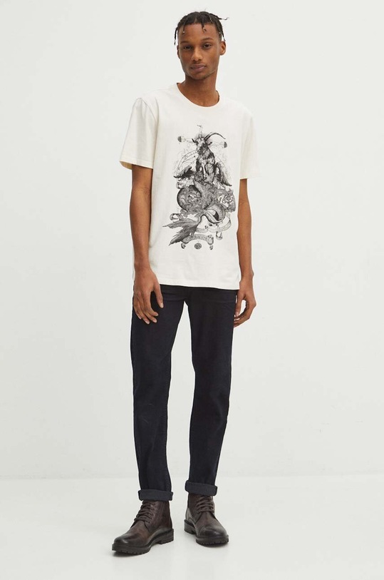 Odzież T-shirt bawełniany męski z kolekcji Zodiak - Koziorożec kolor beżowy RS24.TSM161 beżowy