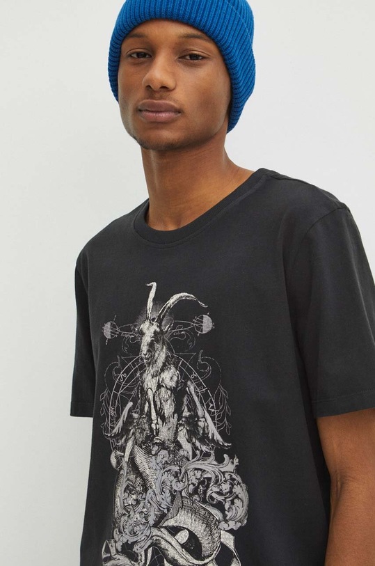 T-shirt bawełniany męski z kolekcji Zodiak - Koziorożec kolor szary RS24.TSM161 szary
