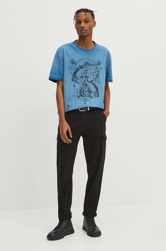 Odzież T-shirt bawełniany męski z kolekcji Zodiak - Ryby kolor granatowy RS24.TSM162 granatowy