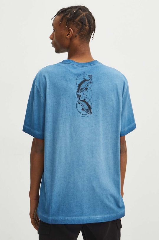 T-shirt bawełniany męski z kolekcji Zodiak - Ryby kolor granatowy granatowy RS24.TSM162