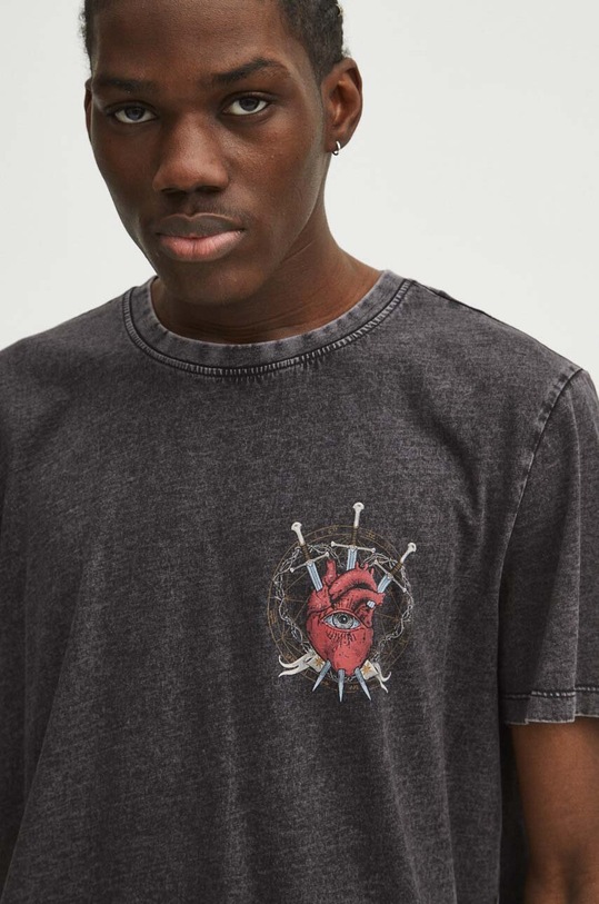 T-shirt bawełniany męski z kolekcji Love Alchemy kolor szary szary RS24.TSM201