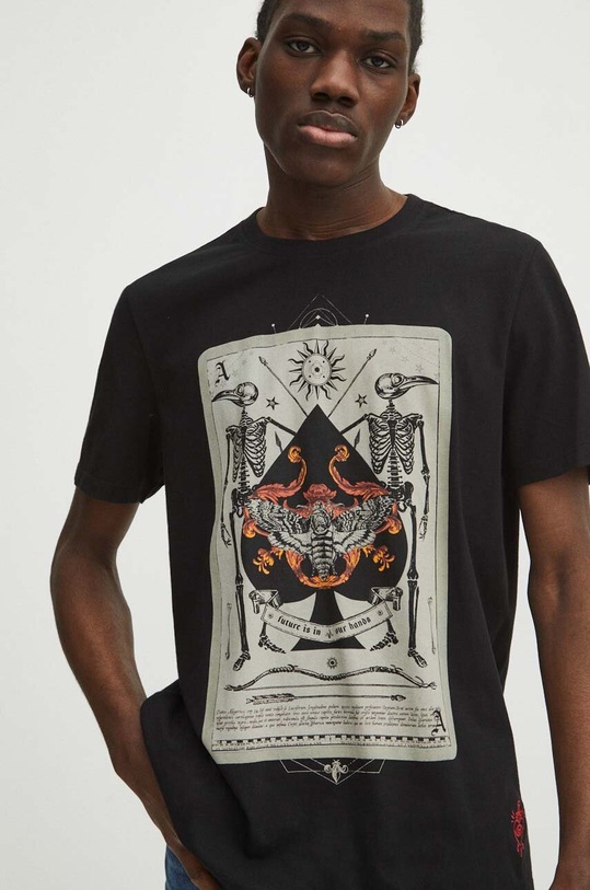 Odzież T-shirt bawełniany męski z kolekcji Love Alchemy kolor czarny RS24.TSM202 czarny