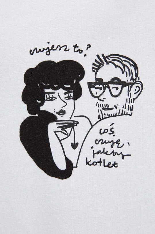 T-shirt bawełniany męski z domieszką elastanu by Magda Danaj - Porysunki kolor biały RS24.TSM210 biały