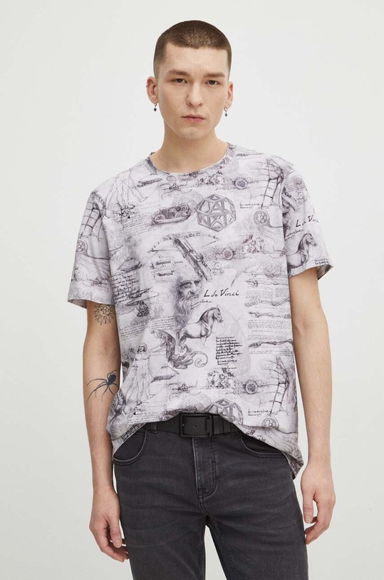 T-shirt bawełniany męski z domieszką elastanu z kolekcji Eviva L'arte kolor beżowy RS24.TSM255 beżowy RS24