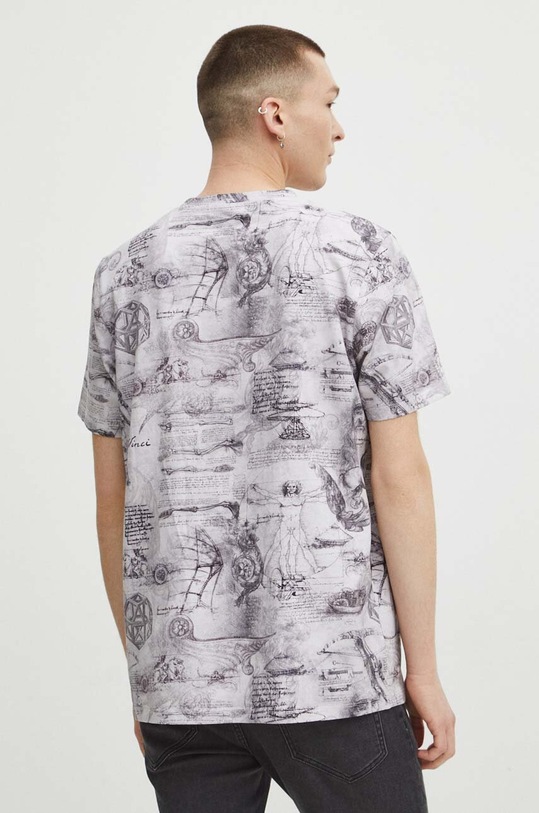 T-shirt bawełniany męski z domieszką elastanu z kolekcji Eviva L'arte kolor beżowy beżowy RS24.TSM255
