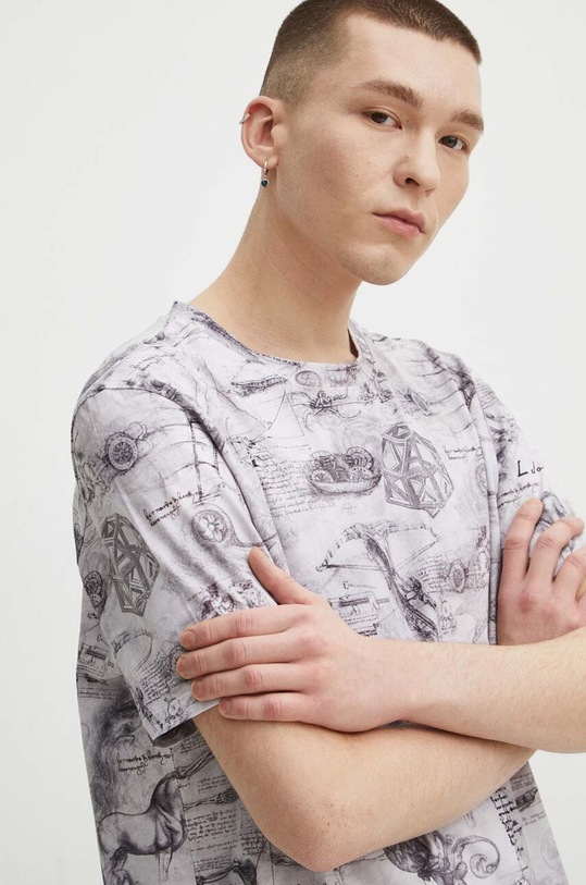 T-shirt bawełniany męski z domieszką elastanu z kolekcji Eviva L'arte kolor beżowy RS24.TSM255 beżowy