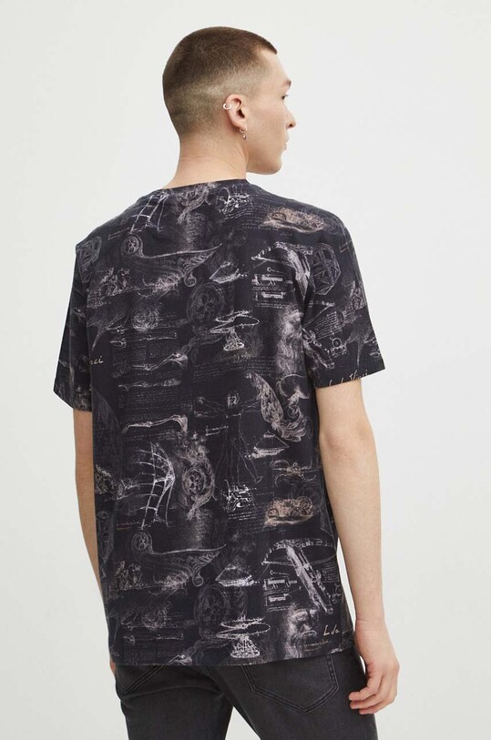 T-shirt bawełniany męski z domieszką elastanu z kolekcji Eviva L'arte kolor czarny czarny RS24.TSM255