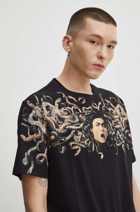 T-shirt bawełniany męski z kolekcji Eviva L'arte kolor czarny RS24.TSM258 czarny