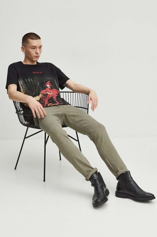 Odzież T-shirt bawełniany męski z kolekcji Eviva L'arte kolor czarny RS24.TSM260 czarny