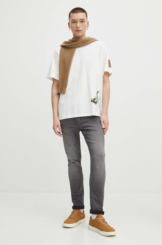 Odzież T-shirt bawełniany męski z kolekcji Eviva L'arte kolor beżowy RS24.TSM261 beżowy