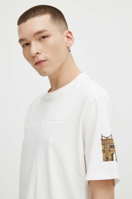 T-shirt bawełniany męski z kolekcji Eviva L'arte kolor beżowy RS24.TSM261 beżowy