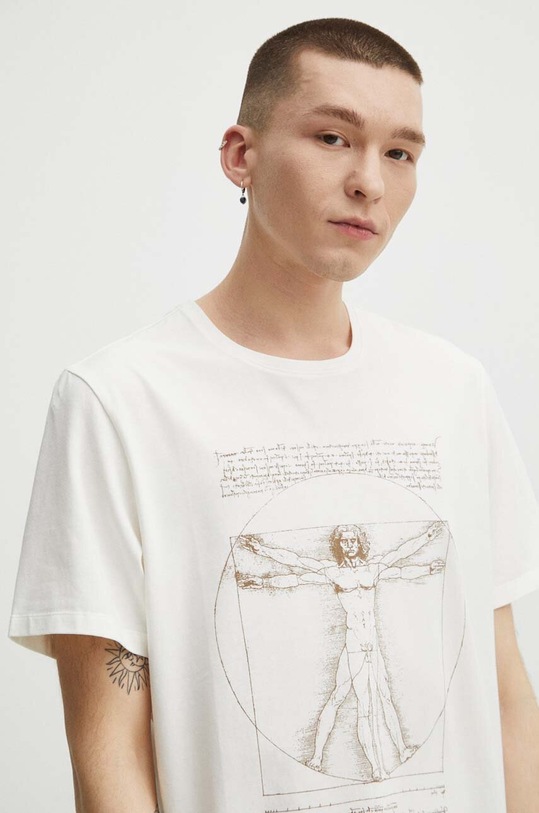 T-shirt bawełniany męski z domieszką elastanu z kolekcji Eviva L'arte kolor beżowy RS24.TSM262 beżowy RS24