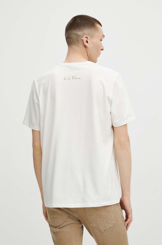 T-shirt bawełniany męski z domieszką elastanu z kolekcji Eviva L'arte kolor beżowy beżowy RS24.TSM262