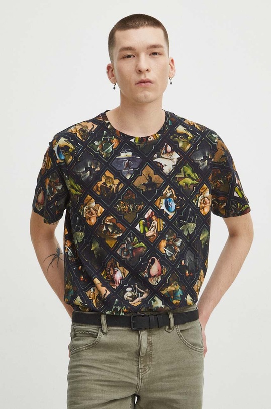 T-shirt bawełniany męski z domieszką elastanu z kolekcji Eviva L'arte kolor czarny RS24.TSM264 czarny RS24
