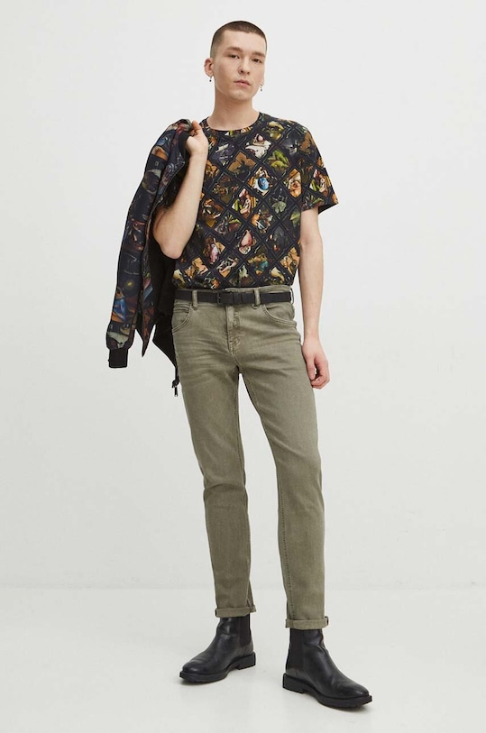 Odzież T-shirt bawełniany męski z kolekcji Eviva L'arte kolor czarny RS24.TSM264 czarny