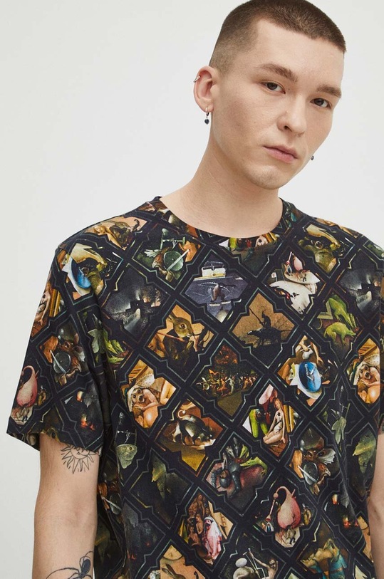 T-shirt bawełniany męski z domieszką elastanu z kolekcji Eviva L'arte kolor czarny RS24.TSM264 czarny
