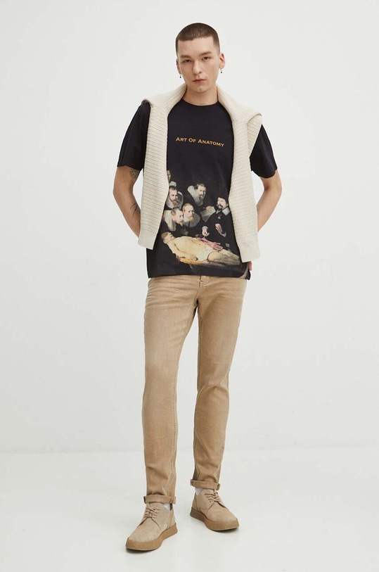 Odzież T-shirt bawełniany męski z kolekcji Eviva L'arte kolor czarny RS24.TSM266 czarny