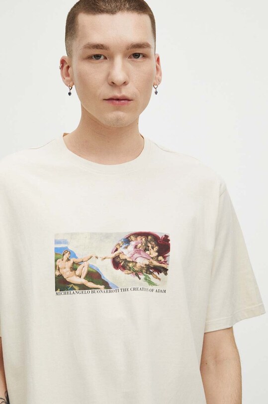 T-shirt bawełniany męski z kolekcji Eviva L'arte kolor beżowy RS24.TSM267 beżowy