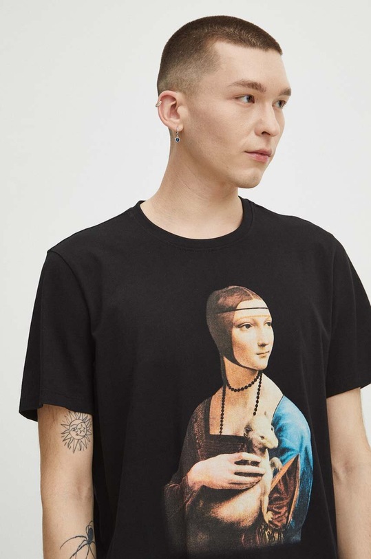 T-shirt bawełniany męski z kolekcji Eviva L'arte kolor czarny RS24.TSM268 czarny