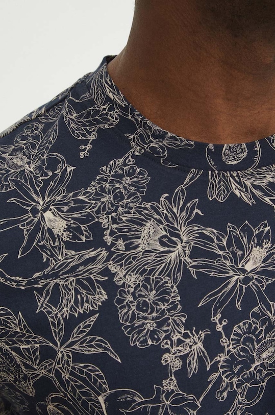 T-shirt bawełniany męski kolor granatowy RS24.TSM303 granatowy