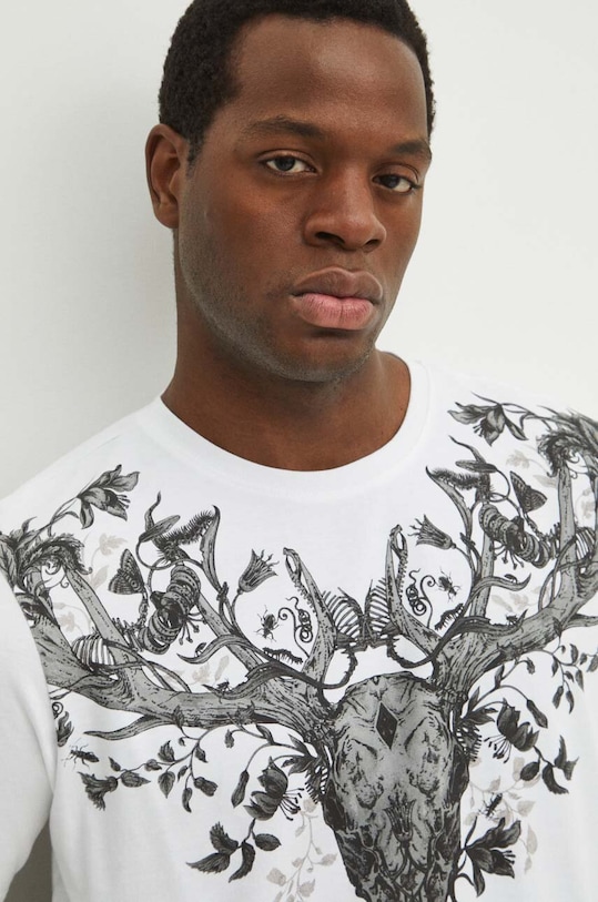 T-shirt bawełniany męski kolor biały biały RS24.TSM304