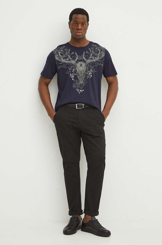 T-shirt bawełniany męski kolor granatowy RS24.TSM304 granatowy RS24