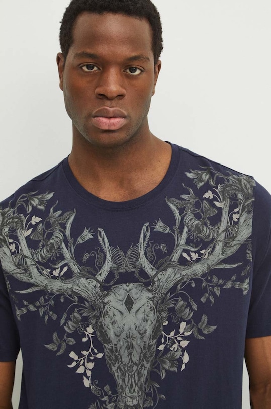 T-shirt bawełniany męski kolor granatowy granatowy RS24.TSM304