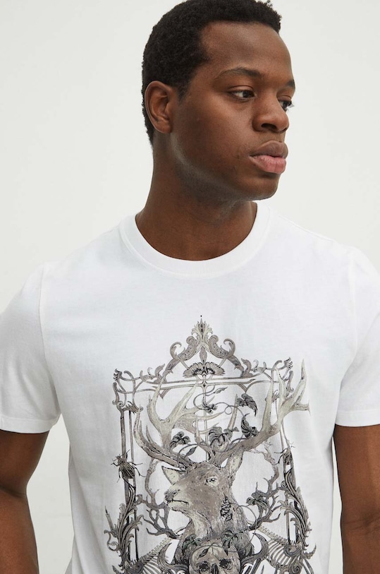 T-shirt bawełniany męski kolor biały okrągły biały RS24.TSM305