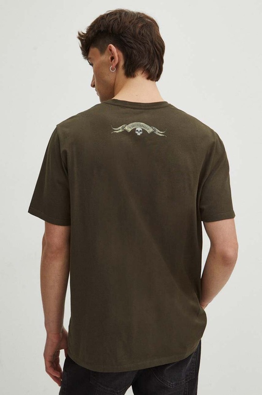 Odzież T-shirt bawełniany męski z domieszką elastanu z nadrukiem kolor zielony RS24.TSM400 zielony