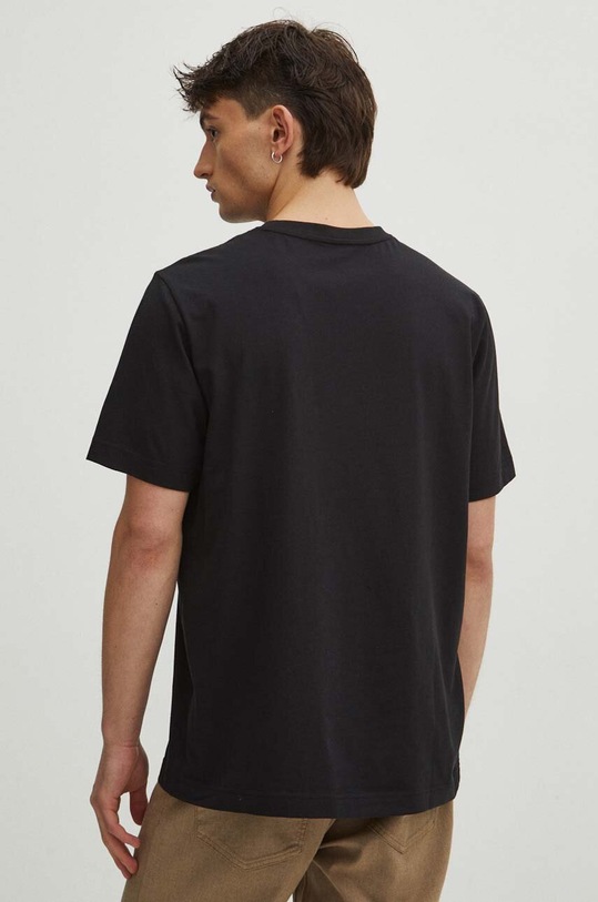 Odzież T-shirt bawełniany męski z domieszką elastanu z nadrukiem kolor czarny RS24.TSM401 czarny