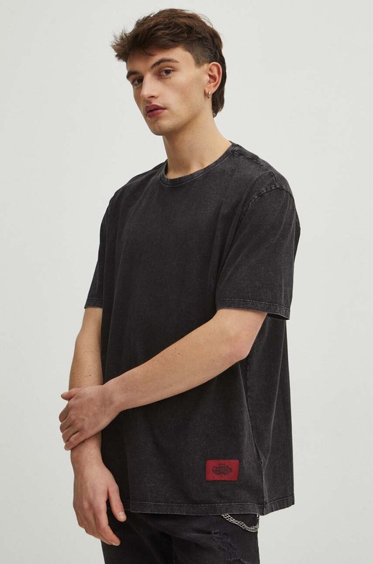 T-shirt bawełniany męski z nadrukiem kolor czarny RS24.TSM404 czarny RS24