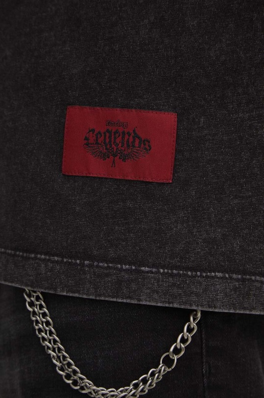 T-shirt bawełniany męski z nadrukiem kolor czarny czarny RS24.TSM404