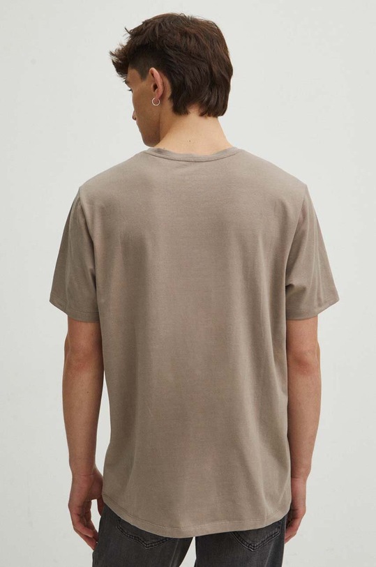 Odzież T-shirt bawełniany męski z domieszką elastanu z nadrukiem kolor beżowy RS24.TSM409 beżowy