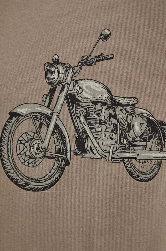 T-shirt bawełniany męski z domieszką elastanu z nadrukiem kolor beżowy RS24.TSM409 beżowy