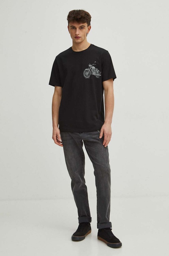 T-shirt bawełniany męski kolor czarny RS24.TSM409 czarny RS24