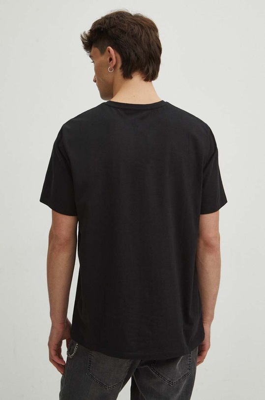 Odzież T-shirt bawełniany męski z domieszką elastanu z nadrukiem kolor czarny RS24.TSM409 czarny