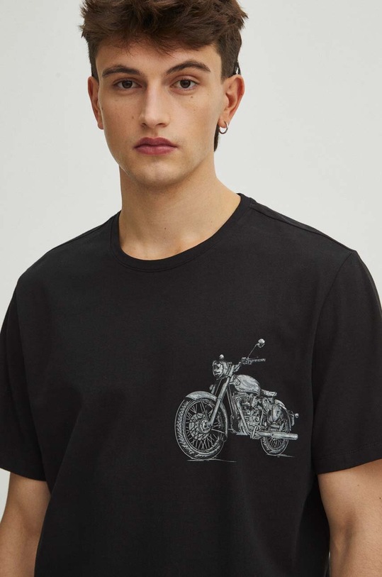 T-shirt bawełniany męski kolor czarny czarny RS24.TSM409