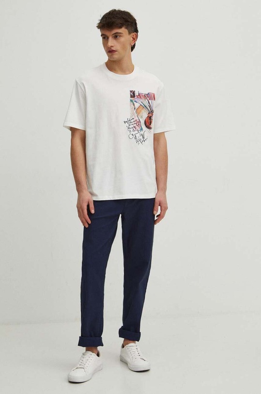 Oblečení Bavlněné tričko pánské z kolekce Graphics Series béžová barva RS24.TSM453 béžová