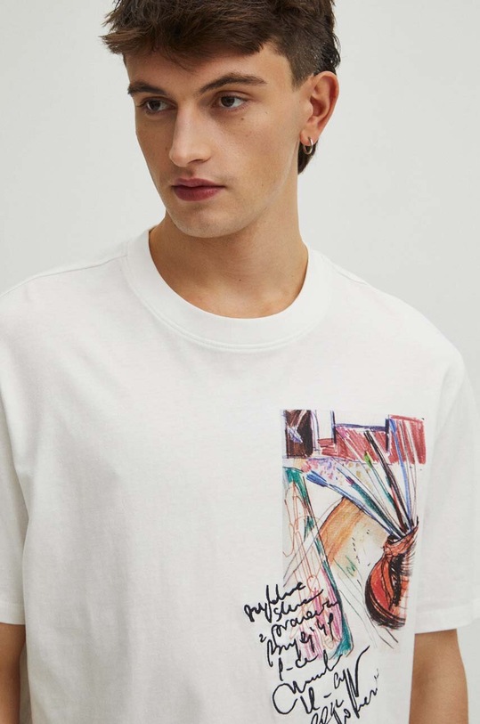 Bavlněné tričko pánské z kolekce Graphics Series béžová barva RS24.TSM453 béžová