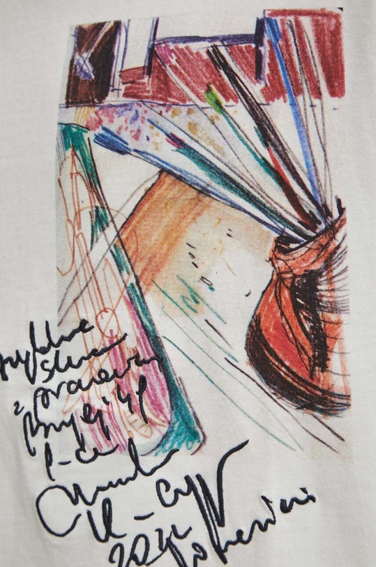 Bavlněné tričko pánské z kolekce Graphics Series béžová barva RS24.TSM453