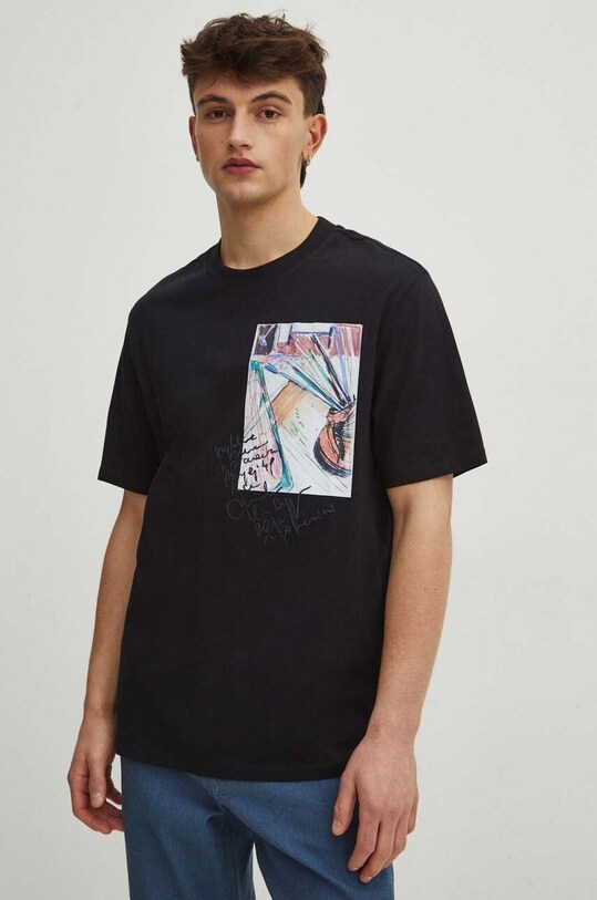T-shirt bawełniany męski by Monika Kubiaczyk-Cygan, Grafika Polska kolor czarny RS24.TSM453 czarny RS24