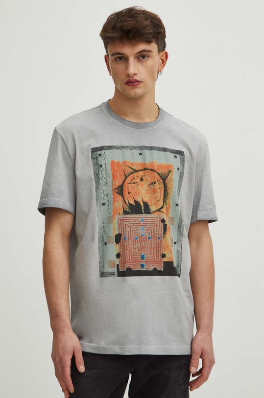 T-shirt bawełniany męski by Józef Hołard, Grafika Polska kolor szary RS24.TSM454 szary RS24