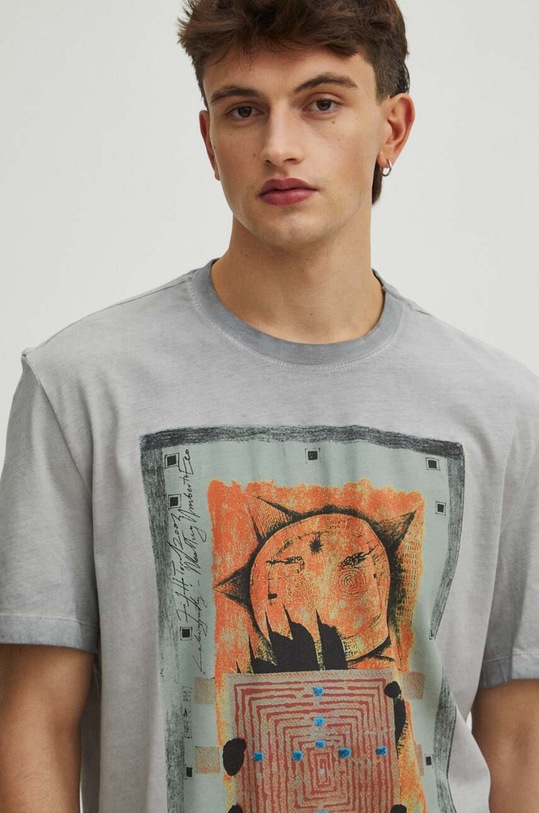 T-shirt bawełniany męski by Józef Hołard, Grafika Polska kolor szary RS24.TSM454 szary