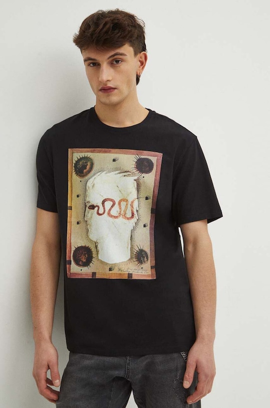 Bavlnené tričko pánske čierna farba RS24.TSM455 čierna RS24